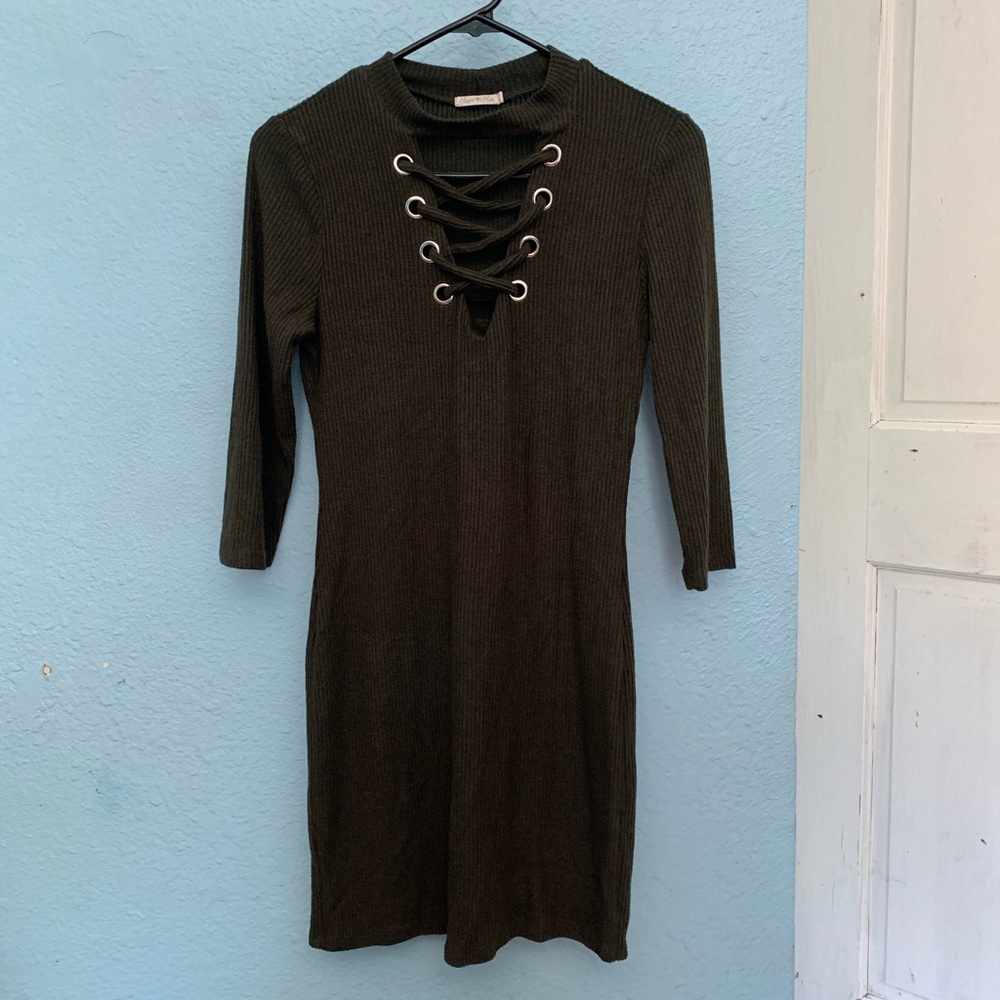 3/4 sleeve mini dress